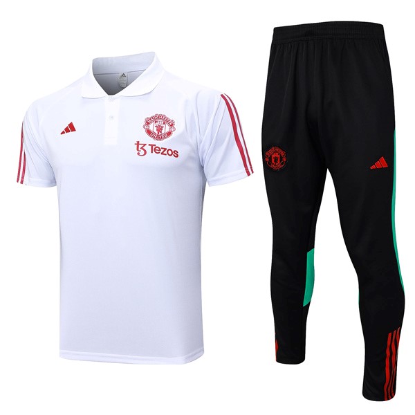 Polo Manchester United Conjunto Completo 2024 Weiß 2